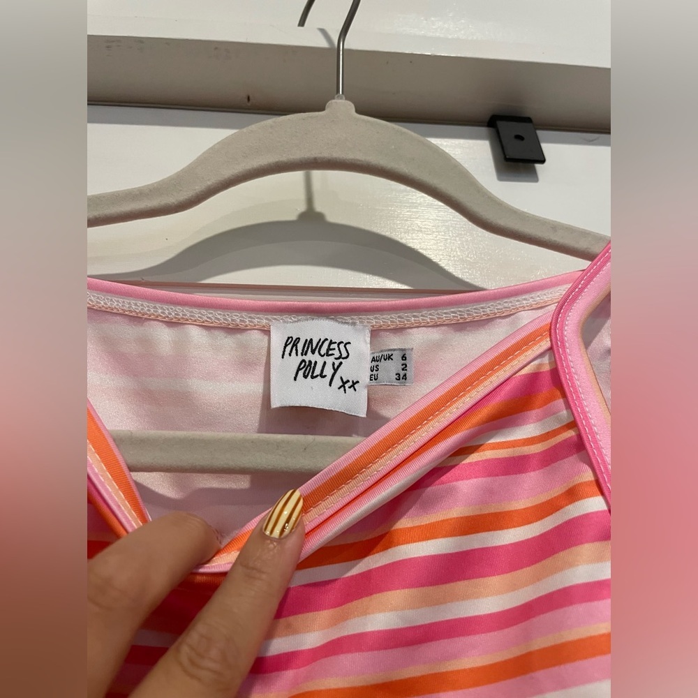 Princess Polly Pink and Yellow Striped Cropped Tank - Picture 4 of 4